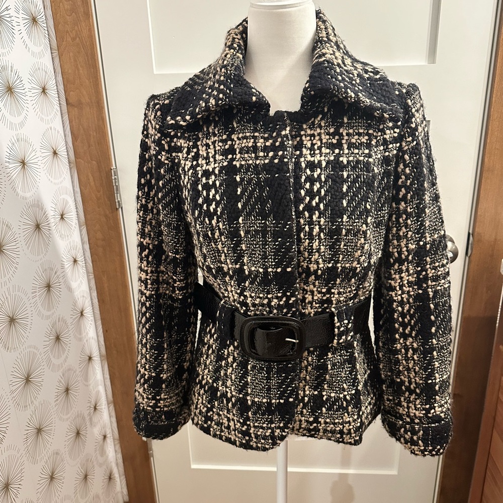 Vintage Black Tweed Alfani Blazer with Belt